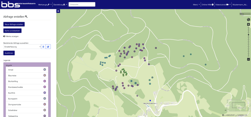 Biodiversitätsdatenbank: Darstellung der punktscharfen Ergebnisse einer Monitoring-Erfassung