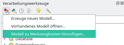 Hinzufügen des Modells zu den Verarbeitungswerkzeugen QGIS
