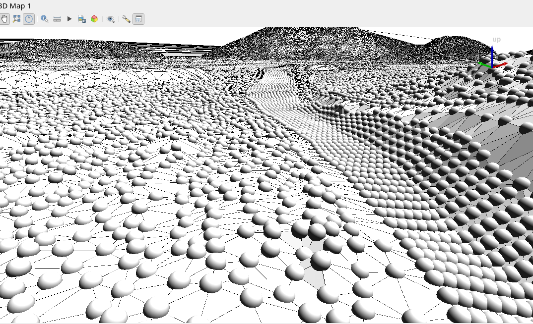 Punktdaten und resultierendes TIN im QGIS 3D View