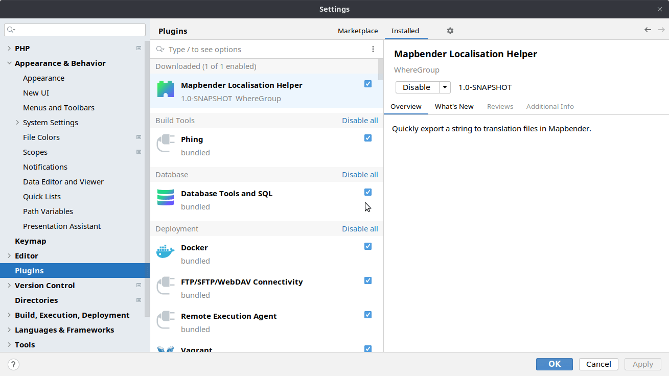 Plugin ist installiert in der IDE
