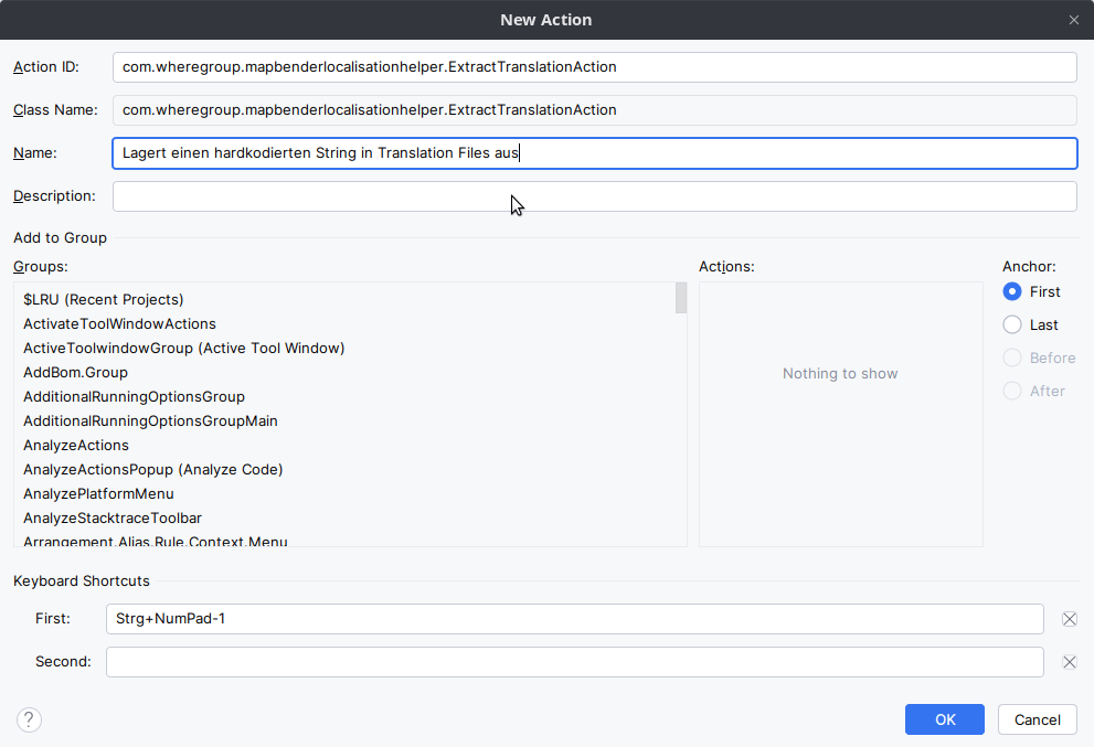 Neue Aktion registrieren