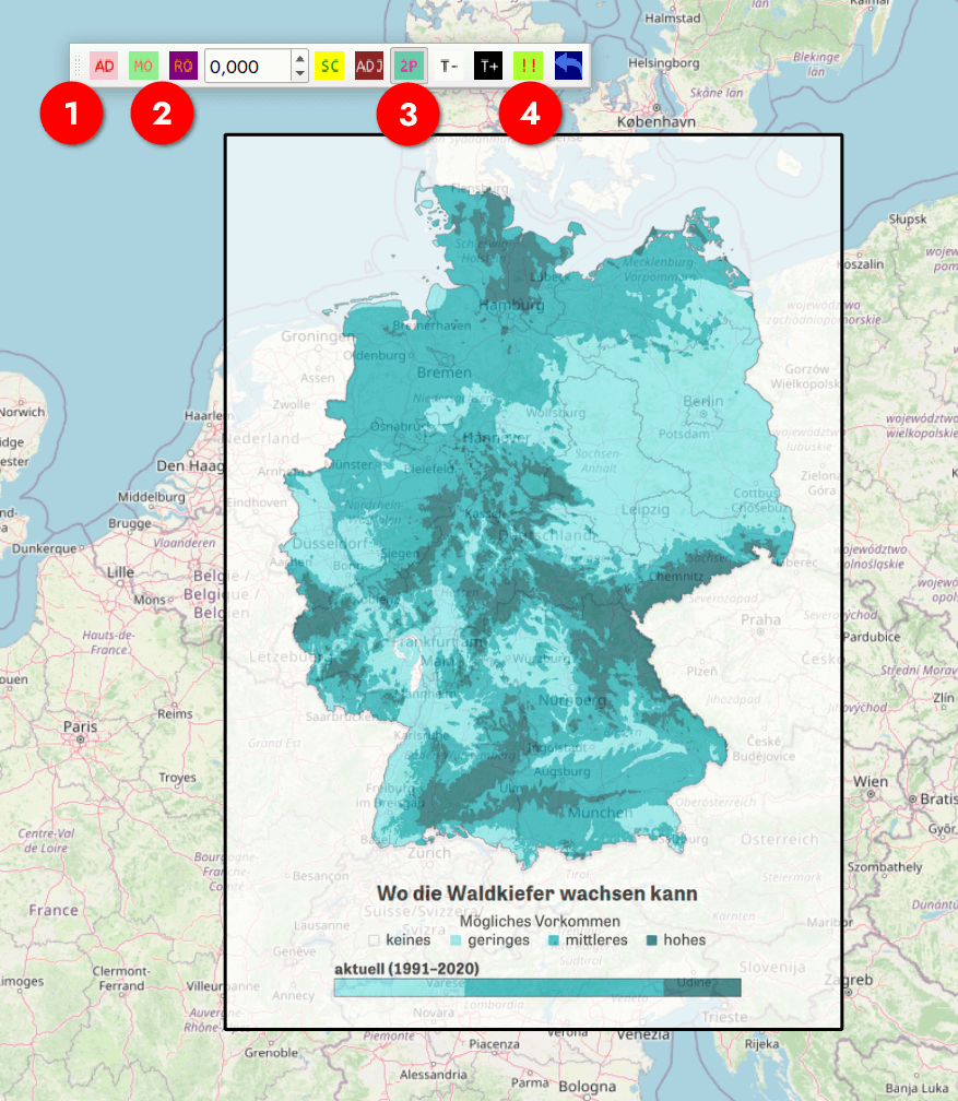 Georeferenzierung einer Karte aus einem Artikel von Zeit online mit dem Freehand raster georeferencer plugin für QGIS