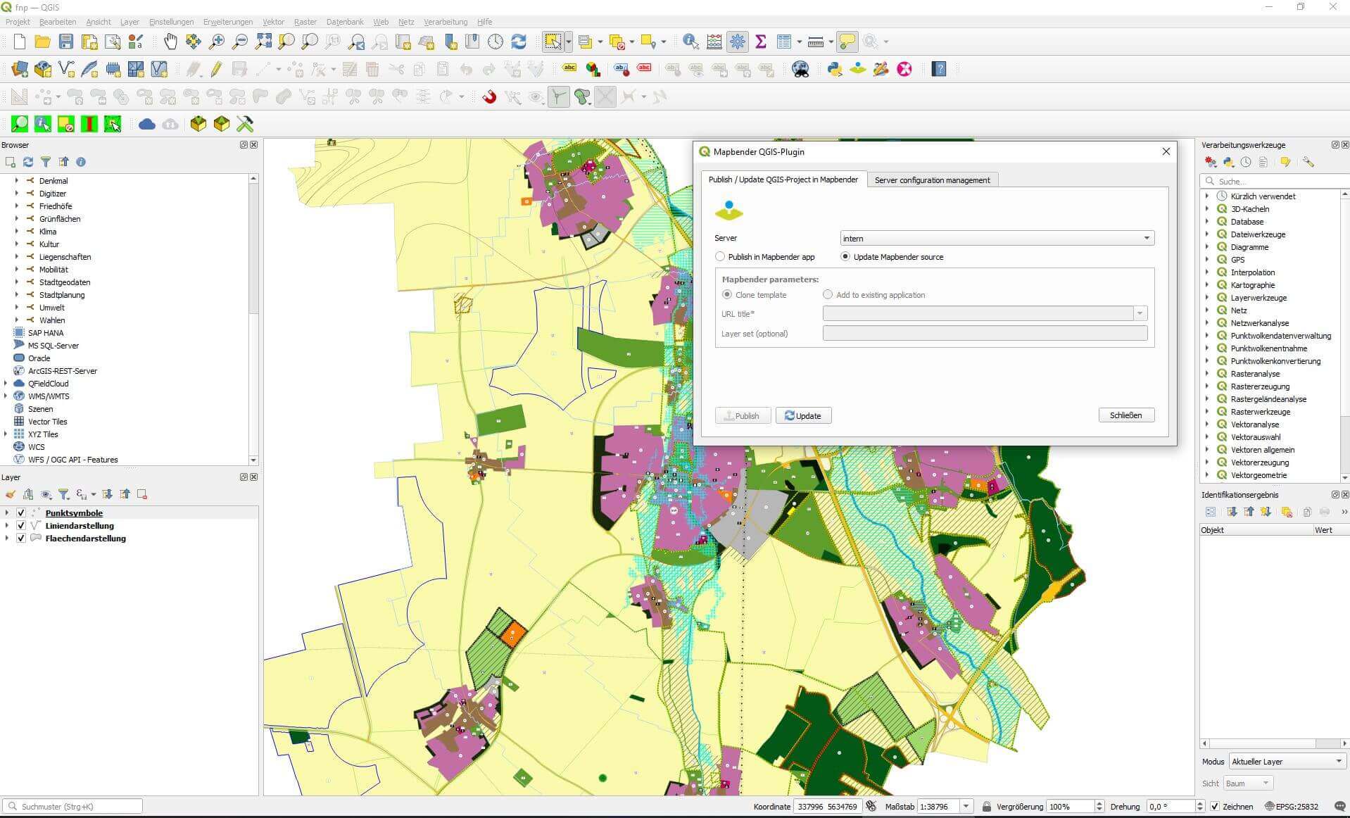 QGIS2Mapbender im Einsatz bei der Stadt Erftstadt beim Flächennutzungsplan (Karte) Quelle: Jens Claßen