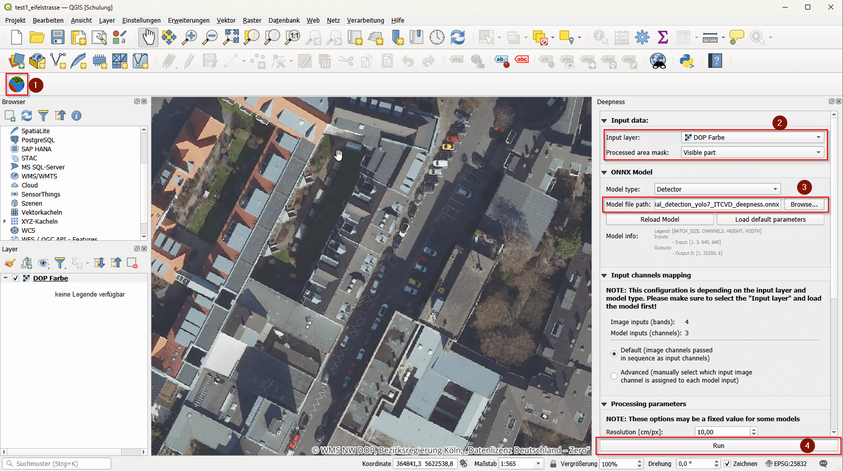 Steuerung des Plugin in QGIS