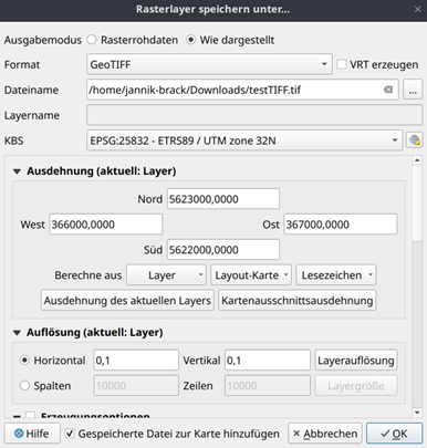 Speichern des Rasterlayers